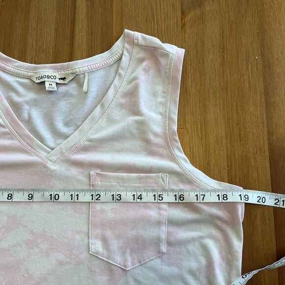 Toad & Co Women's Tank Top Size Med Swifty Pocket Tank Pink Tie Dyed - Picture 12 of 14